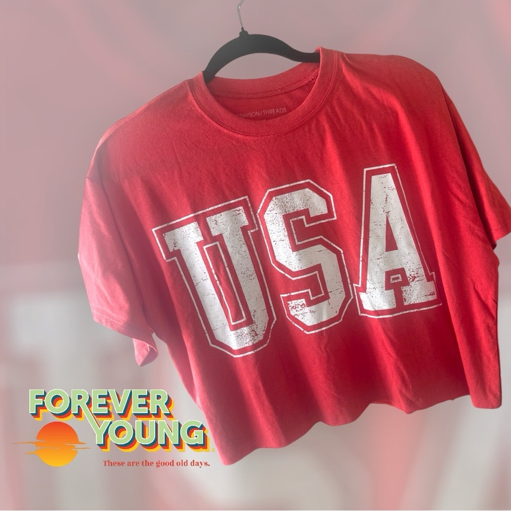 Red Crop Top USA Print